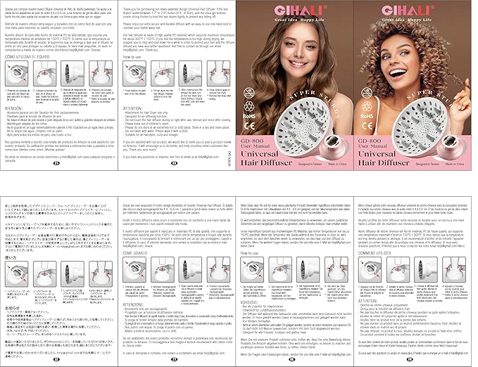 Universal Hair Diffuser “Super Sturdy” 1.7 Inch to 2.6 Inch for Natural Curly and Wavy Hair, Hair Dryer Attachment (Rose Gold)