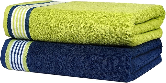 CASA COPENHAGEN He & She 2 Pieces Large Bath Sheet Set- Violet Indigo + Teal Green, 550 GSM, Designed in Denmark Made of Soft Egyptian Cotton for Bathroom, Kitchen & Shower