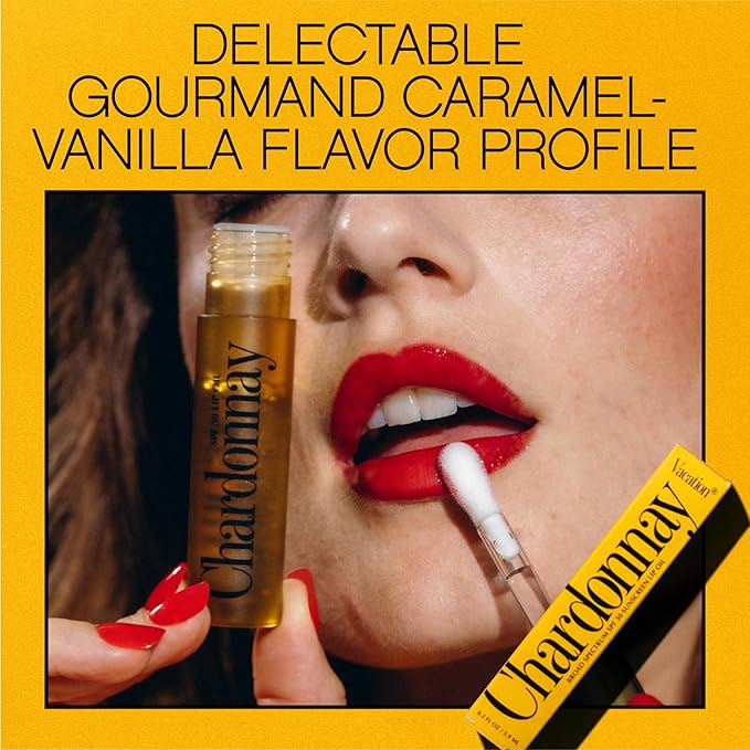 Vacation Chardonnay Lip Oil SPF 30, Sunscreen for Lips, Hydrating Lip Oil, Caramel Vanilla Flavored Lip Gloss, Non-Sticky Lip Balm with SPF 30, Vegan, 0.2 Fl. Oz. (Pack of 2)