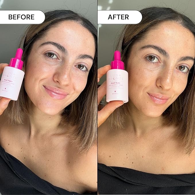 Luna Bronze Good Night Face Tanning Drops | Overnight Face Bronzing Serum for a Luminous, Natural Looking Glow | Hydrating Formula with Vitamin C | Infused with Australian Botanics (30ml/1.01 fl. oz)
