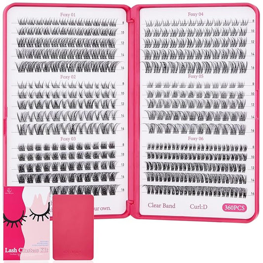 Lash Clusters Kit 432pcs Wispy Lashes Clusters Lash Clusters Clear Band Eyelash Clusters Natural Look Lash Extension Kit Invisible Band Lashes 0.07D