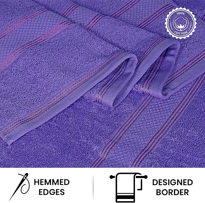 Casa Lino Lavender Bath Towels Set of 4 (54" x 27") - Large Bathroom Towel Set - 100% Cotton Towels for Bathroom - Highly Absorbent & Quick Dry Bath Towel Multipack - New Apartment Essentials