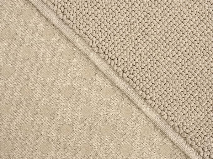 Cotton Paradise 100% Cotton Non Slip Bath Mats for Bathroom, 17x24 inch Soft Absorbent Quick Dry Machine Washable Floor Bath Mat, Beige