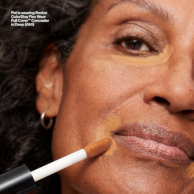 Revlon ColorStay Flex Wear, Full Cover Non-Creasing Concealer, Infused with Hyaluronic Acid & Vitamin E, Flexible Longwear, 060 Deep, 0.34 Fl Oz