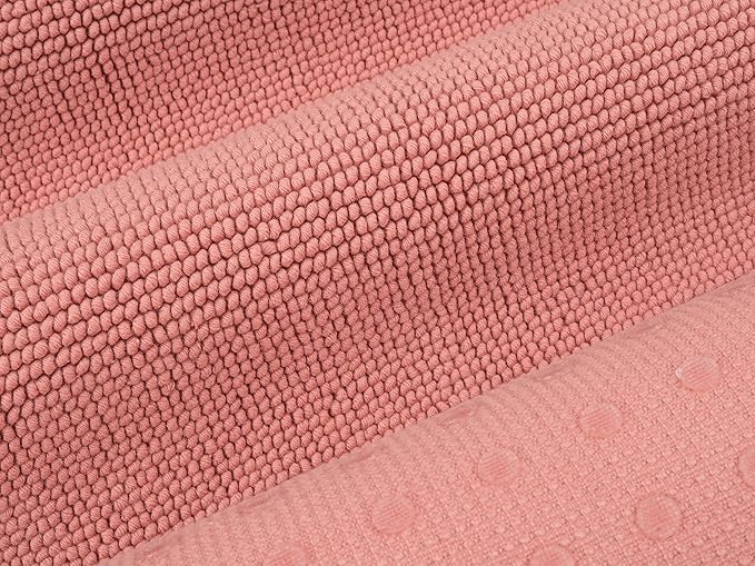 Cotton Paradise 100% Cotton Non Slip Bath Mats for Bathroom, 17x24 inch Soft Absorbent Quick Dry Machine Washable Floor Bath Mat, Coral