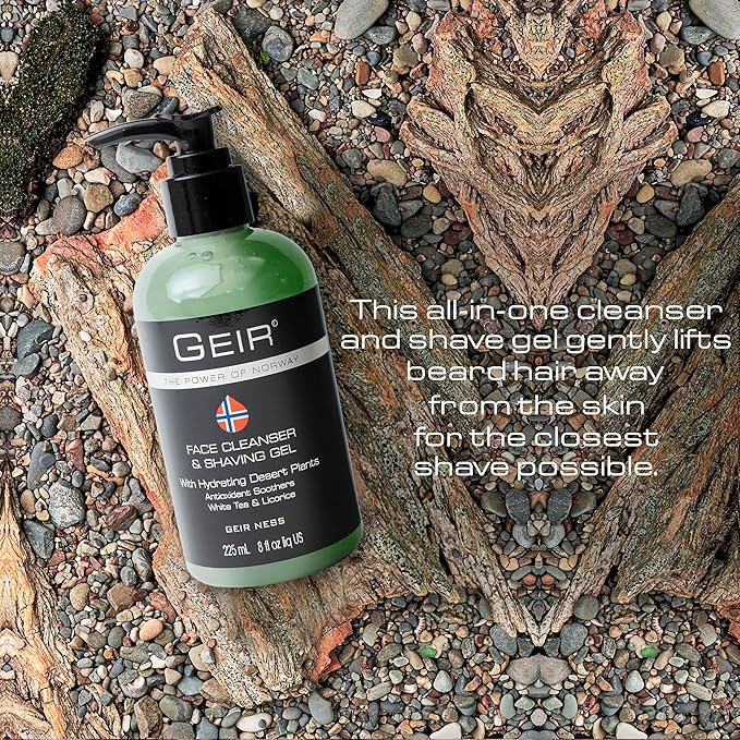 Geir Ness Face Cleanser & Shave Gel for Men - Contains Arctic Algae & Minerals - Moisturizing Deep Cleansing Face Wash