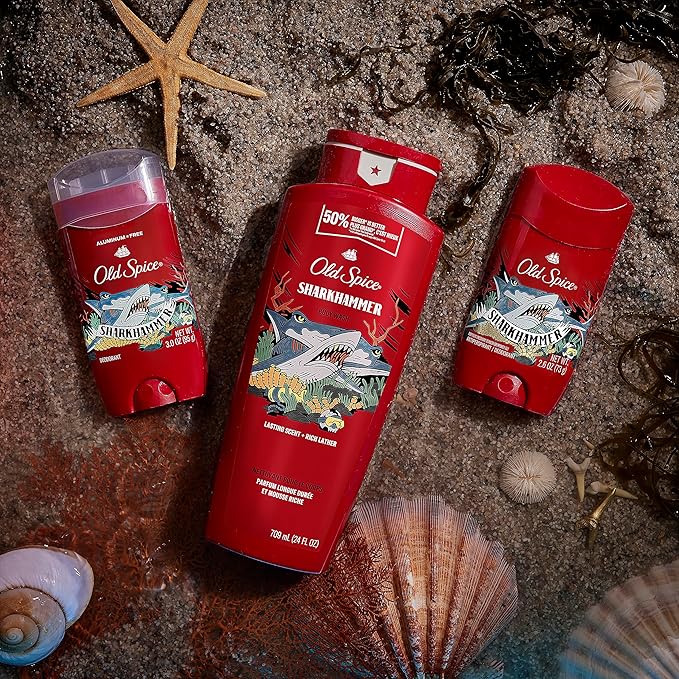 Old Spice Body Wash for Men, Sharkhammer, Long Lasting Lather, 24 fl oz (Pack of 4)