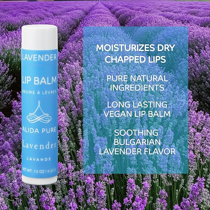 Lavender Lip Balm, Cruelty Free, Vegan Lip Balm Set, Beeswax Free, with Avocado Oil, Organic Jojoba Oil, and Vitamin E, Natural Moisturizer for Dry, Chapped, or Cracked Lips, 3 Tube Set