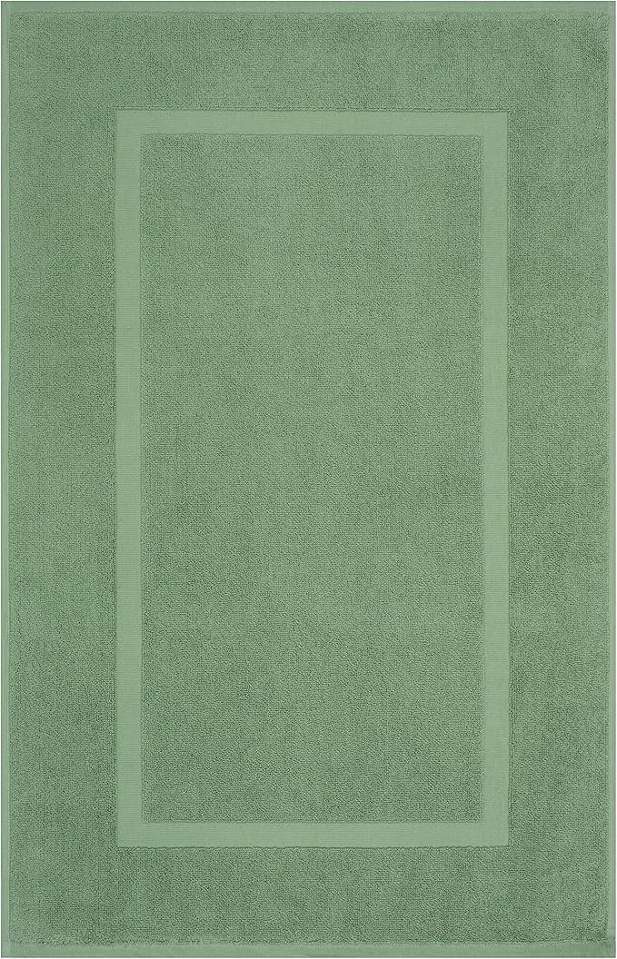 Cotton Paradise 100% Cotton Bath Mats for Bathroom Floor Set of 2 Pack, 20x34 Soft Absorbent Washable Quick Dry Tub Bathmat, Sage Green Towel Bath Mat