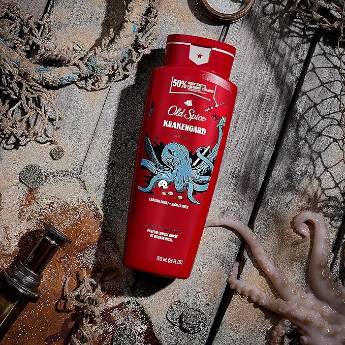 Old Spice Body Wash for Men, Krakengard, Long Lasting Lather, 24 FL OZ (Pack of 4)